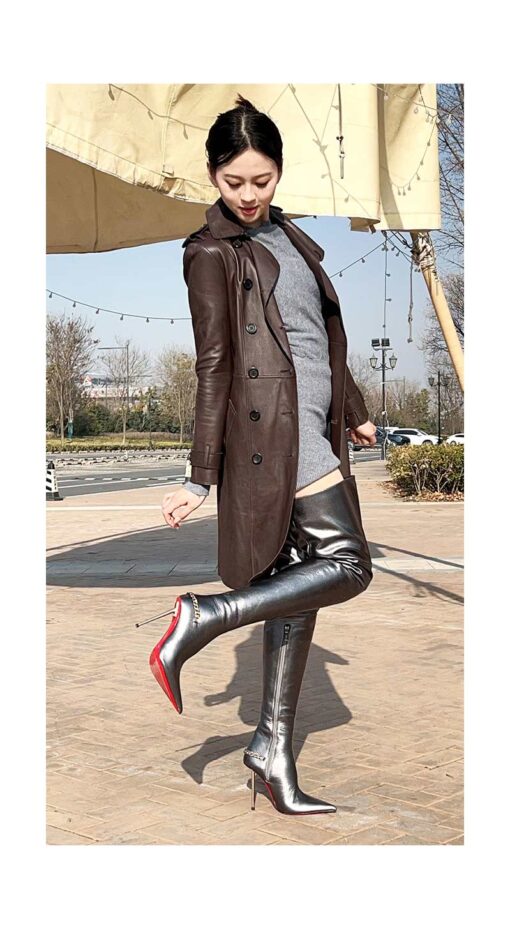 90% new in stock OBL-T-2588 Size 38 Beaded Silver Goatskin 11cm Metal Heel Long Lace Up Thigh Bootsビーズシルバーゴートスキン11cmメタルヒールロングレースアップ太ももブーツ